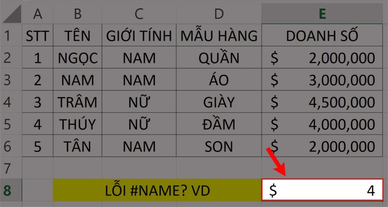 Khắc phục lỗi #NAME?.